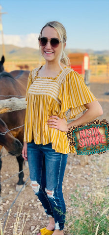 Mustard Striped Blouse